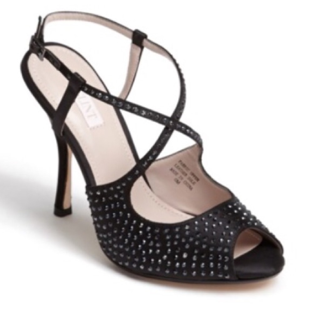 Crystal Encrusted Peep Toe Sandal-Size 5